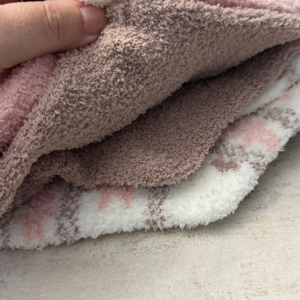 Cuddl Duds Fuzzy Socks Trio in Pink, Tan, and White